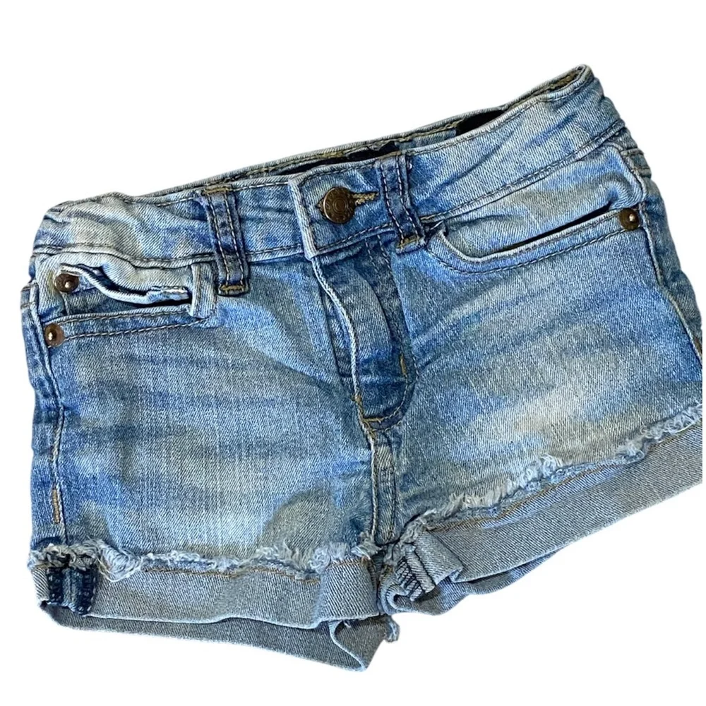Lucky Brand Girls 4T Riley Denim Shorts & Graphic Tee Summer Casual